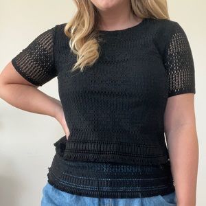 Banana Republic Black Lace Eyelet Shirt
